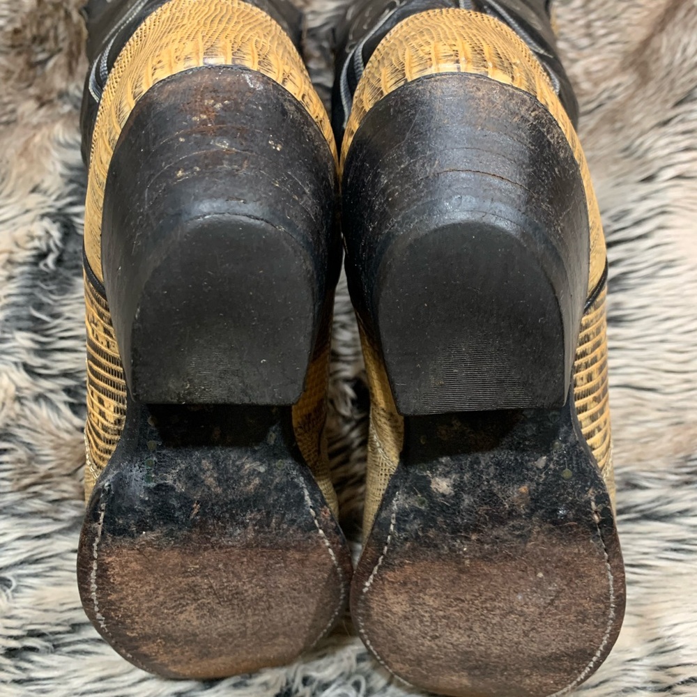 Tony lama vintage Teju Lizard Black label El Paso Texas Made in USA Size 7M - Picture 7 of 11